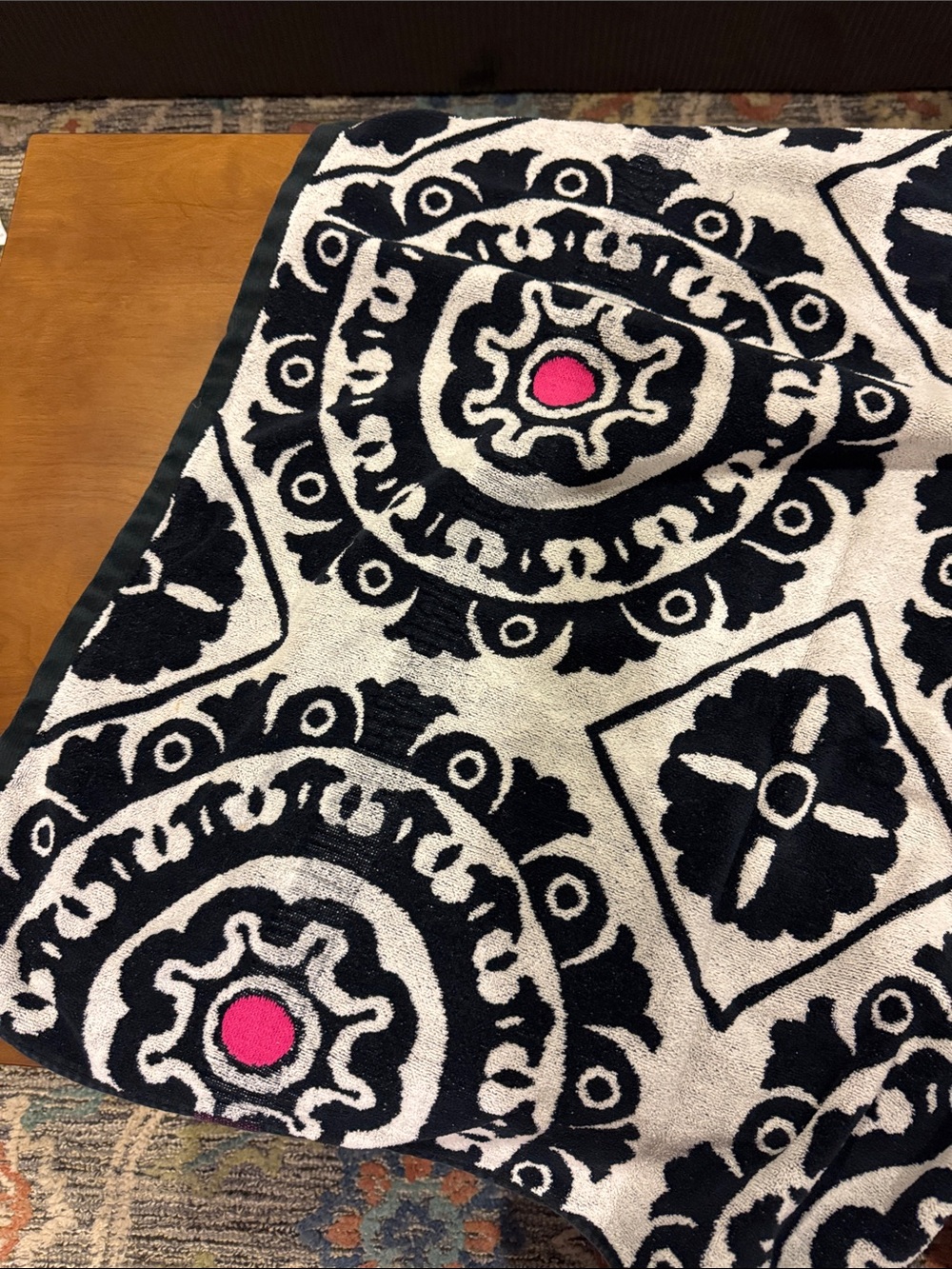 Black and White Medallion Beach Towel - Picture 3 of 3